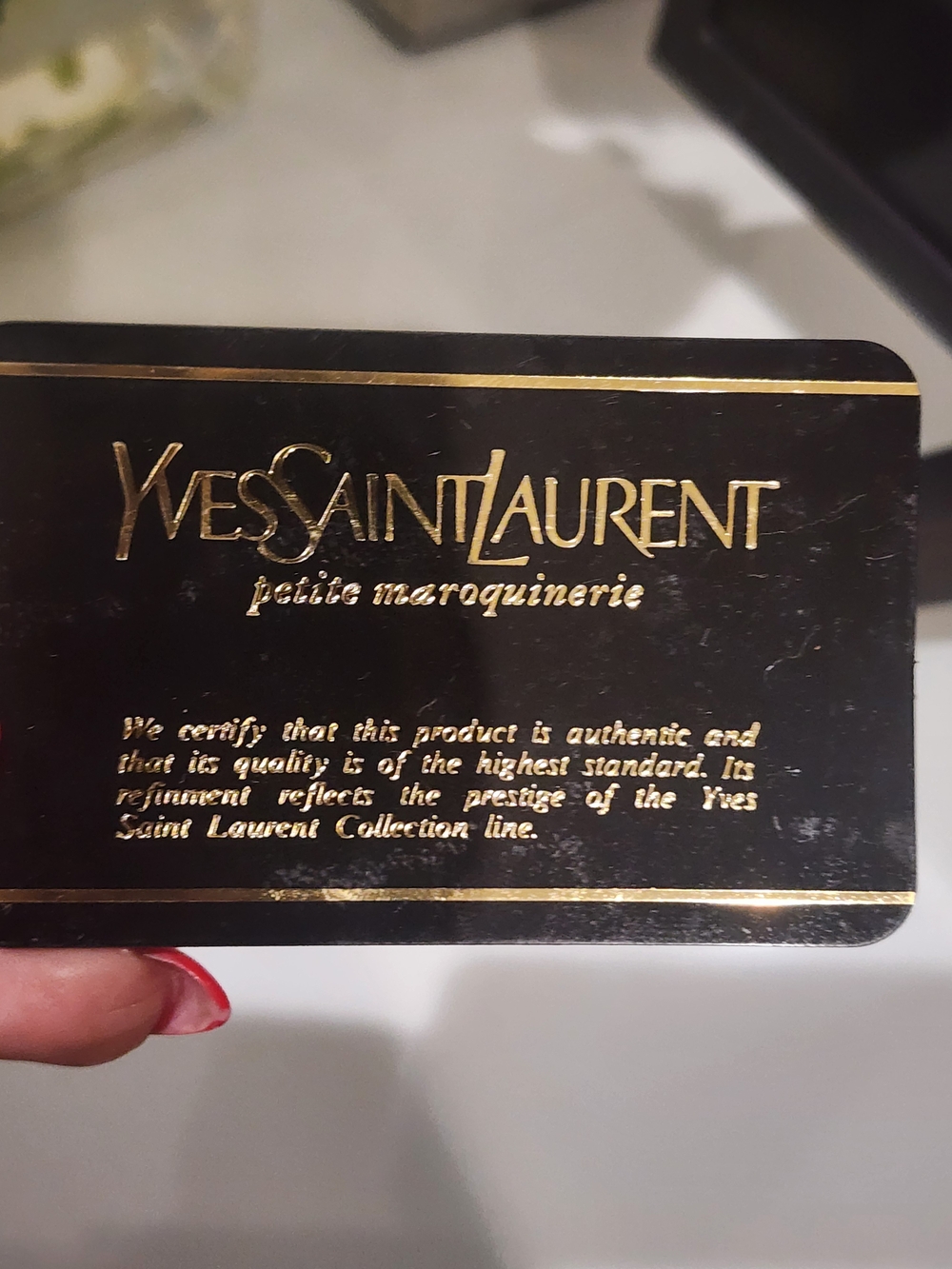 Vintage Yves Saint Laurent Black Compact Leather Women's Wallet with Gold Button - Picture 7 of 11
